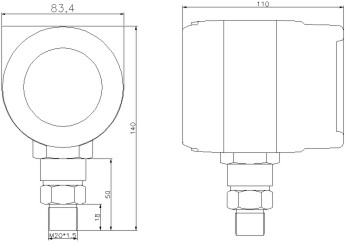 ELV108數字壓力表尺寸圖 ELV108數字壓力表尺寸圖